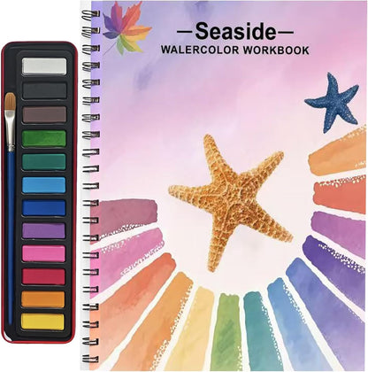 Watercolor Workbooks, Beginner Watercolor Painting Kit – 12 Colors Paint Set with Brush - Crafty Corner