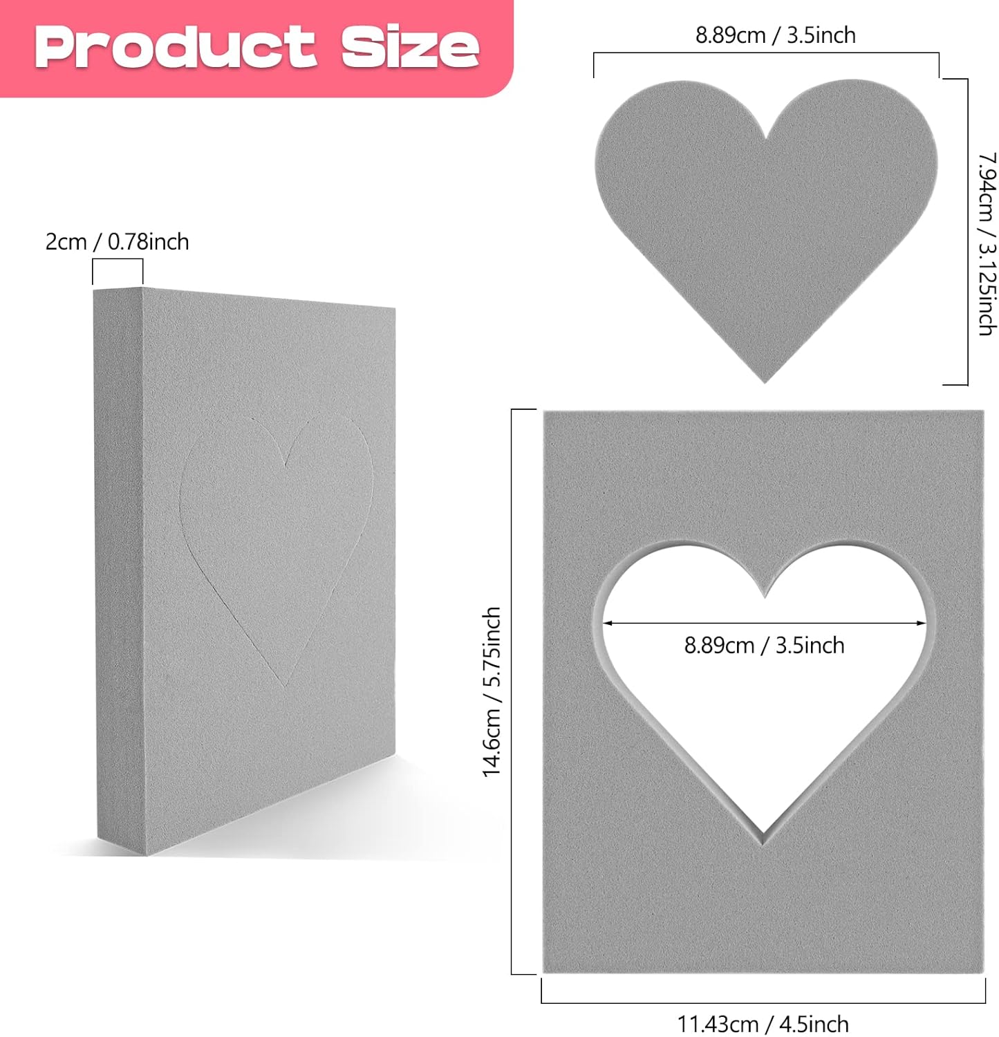 BAOFALI 2 Pcs Heart Cut Stamping Foam Grey Moldable Foam Stamps Plastic Dry Foam Stamp Pad Cut and Dry Foam Stamping Foam Block for Sculpture, Modeling, DIY Arts and Handicrafts Projects - Crafty Corner