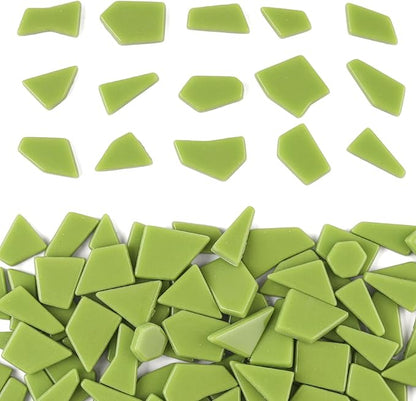 Youway Style Green Glass Mosaic Tiles for Crafts Bulk,200g Broken Glass Tiles for DIY Spring Mosaic Art Decor,Garden Mosaic Supplies