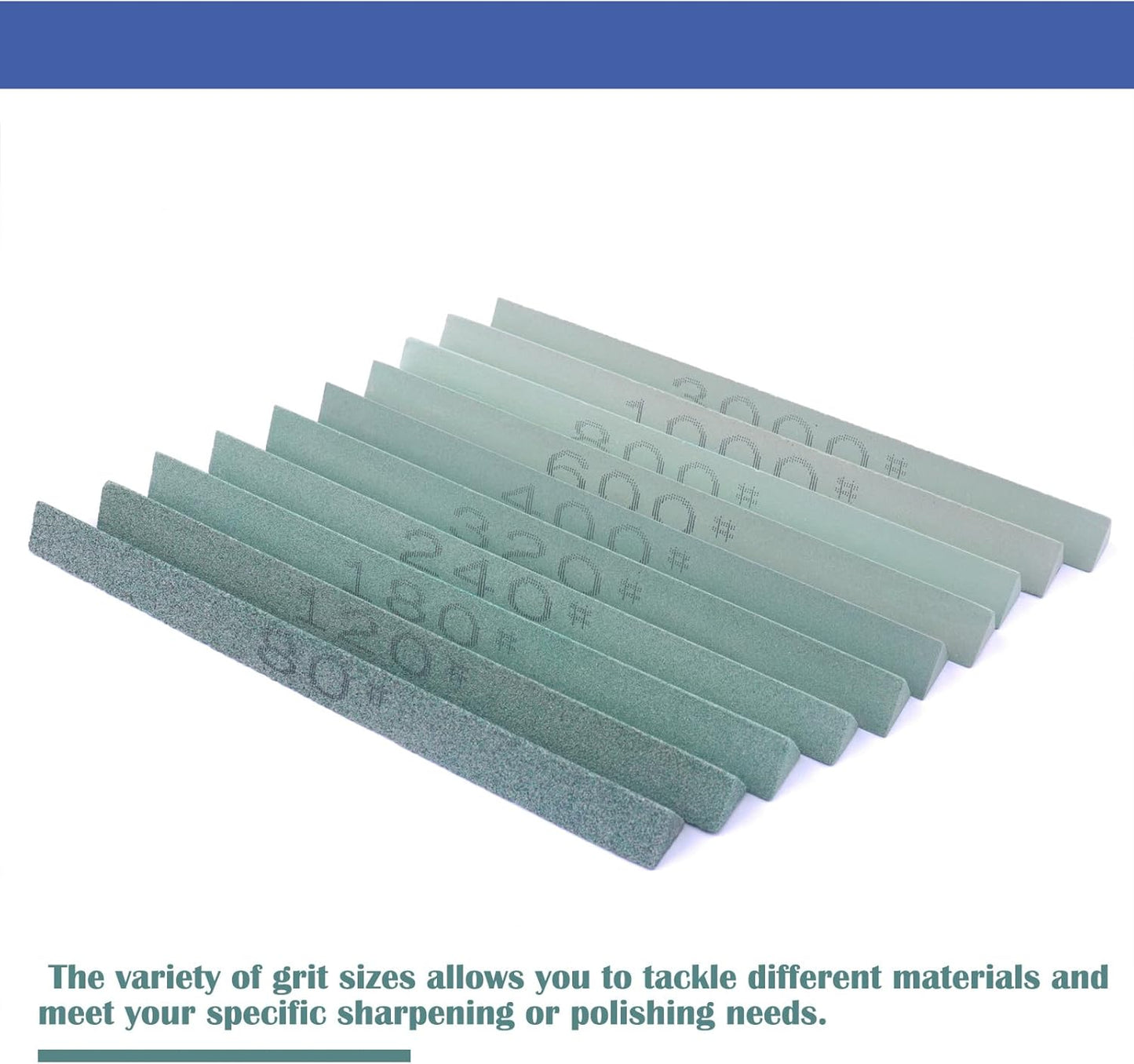 10pcs Triangular Sharpening Stone Sticks Set, 5.92inch Green Silicon Carbide Oil Stones, Grit Sizes 80#-3000# for Models, Metal, & Knife Cutting Tools