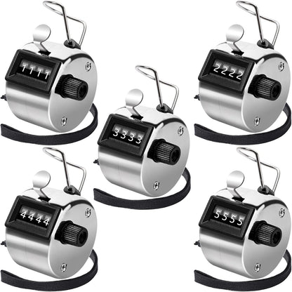 Handheld Mechanical Counter Clicker, 5 Pcs 4-Digital Number Tally Click Counter for School Event Golf Sports Office Stadium