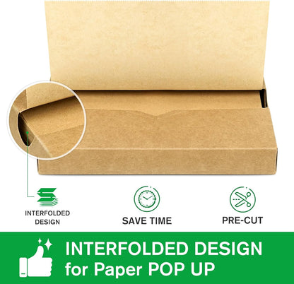 Precut POP UP Deli Paper Sheet Pack of 200, Interfolded Heavy Paper for Food Wrap and Serving (8" x 10-1/2", Kraft）