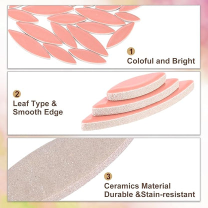 uxcell Ceramic Mosaic Tile, About 200g Teardrop Leaf Tile Mosaic Block for Handicrafts Artwork, Light Red