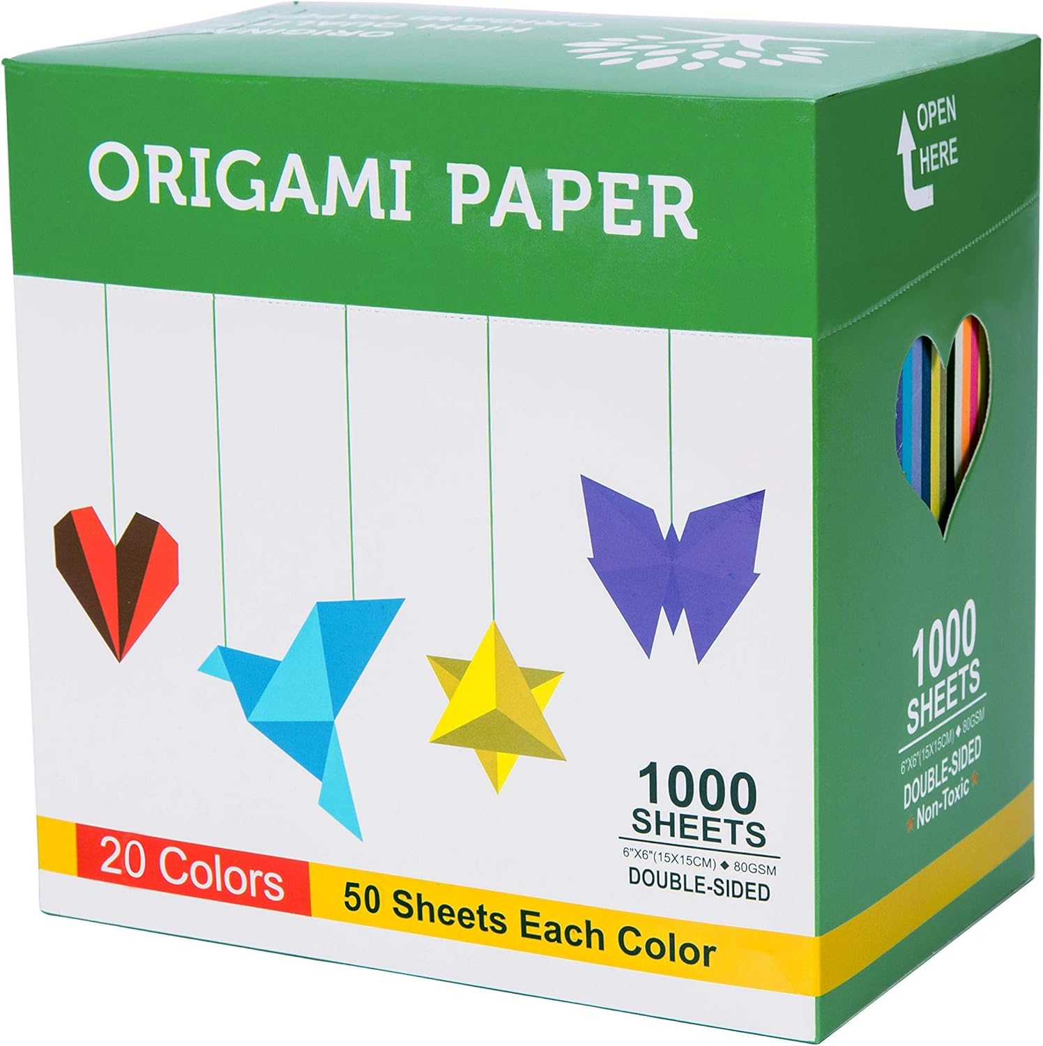BUBU Origami Paper Kit 1000 Sheets 6 Inch Square Double Sided Color 20 Vivid Colors for Beginners Trainning and School Craft Lessons - Crafty Corner