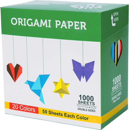 BUBU Origami Paper Kit 1000 Sheets 6 Inch Square Double Sided Color 20 Vivid Colors for Beginners Trainning and School Craft Lessons - Crafty Corner