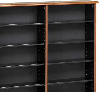 Prepac 3 Column Tall Cabinet Media Storage, Triple Width Wall, Cherry/Black