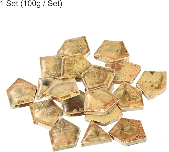 MECCANIXITY 100g Ceramic Mosaic Tiles for Crafts Bulk, Polygon Brown Ceramic Tiles for Mosaic Kits Garden Stepping Stone Cup Mat