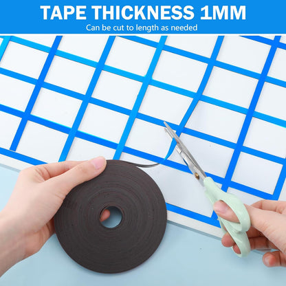 Magnetic Tape Roll Thin Strips, 0.39 Inch x 33 Feet Magnetic Board Dividers Whiteboard Graphic Decorative Tape Marking Line for Classroom Office Art Accessories(Blue)