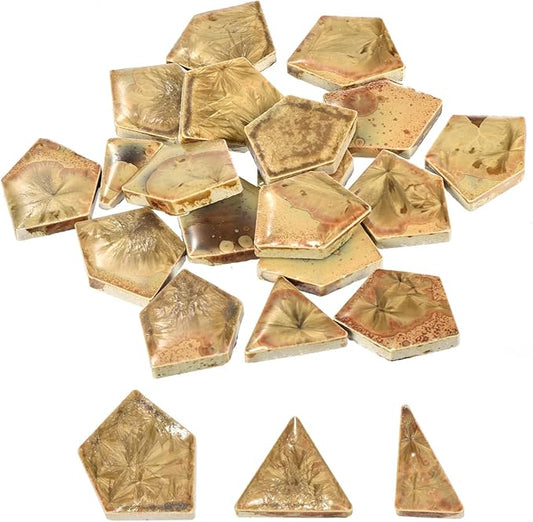 MECCANIXITY 100g Ceramic Mosaic Tiles for Crafts Bulk, Polygon Brown Ceramic Tiles for Mosaic Kits Garden Stepping Stone Cup Mat