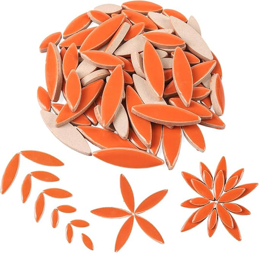 Artspac Orange Petal Ceramic Mosaic Tiles for Crafts, 200g Flower Tiles Mosaic Pieces for Mosaic Craft Supplies,Garden Art Decor