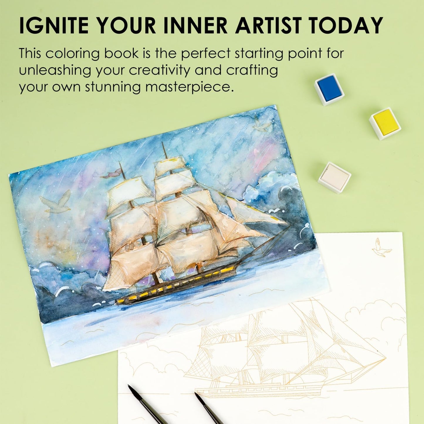 Grabie Watercolor Coloring Book, 15 Sheets A5 (8.3 x 5.8),Watercolor Book for Adults: Ignite Your Artistic Expression on 100% Cotton Paper (Land-Scape) - Crafty Corner