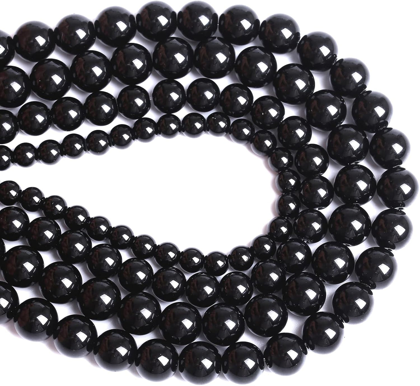 10mm 41pcs Natural Black Agates Onyx Stone Beads Smooth Round Loose Spacer Beads for Jewelry Making DIY Bracelets 15" (Black Agate, 10mm)