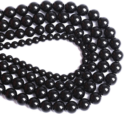 10mm 41pcs Natural Black Agates Onyx Stone Beads Smooth Round Loose Spacer Beads for Jewelry Making DIY Bracelets 15" (Black Agate, 10mm)
