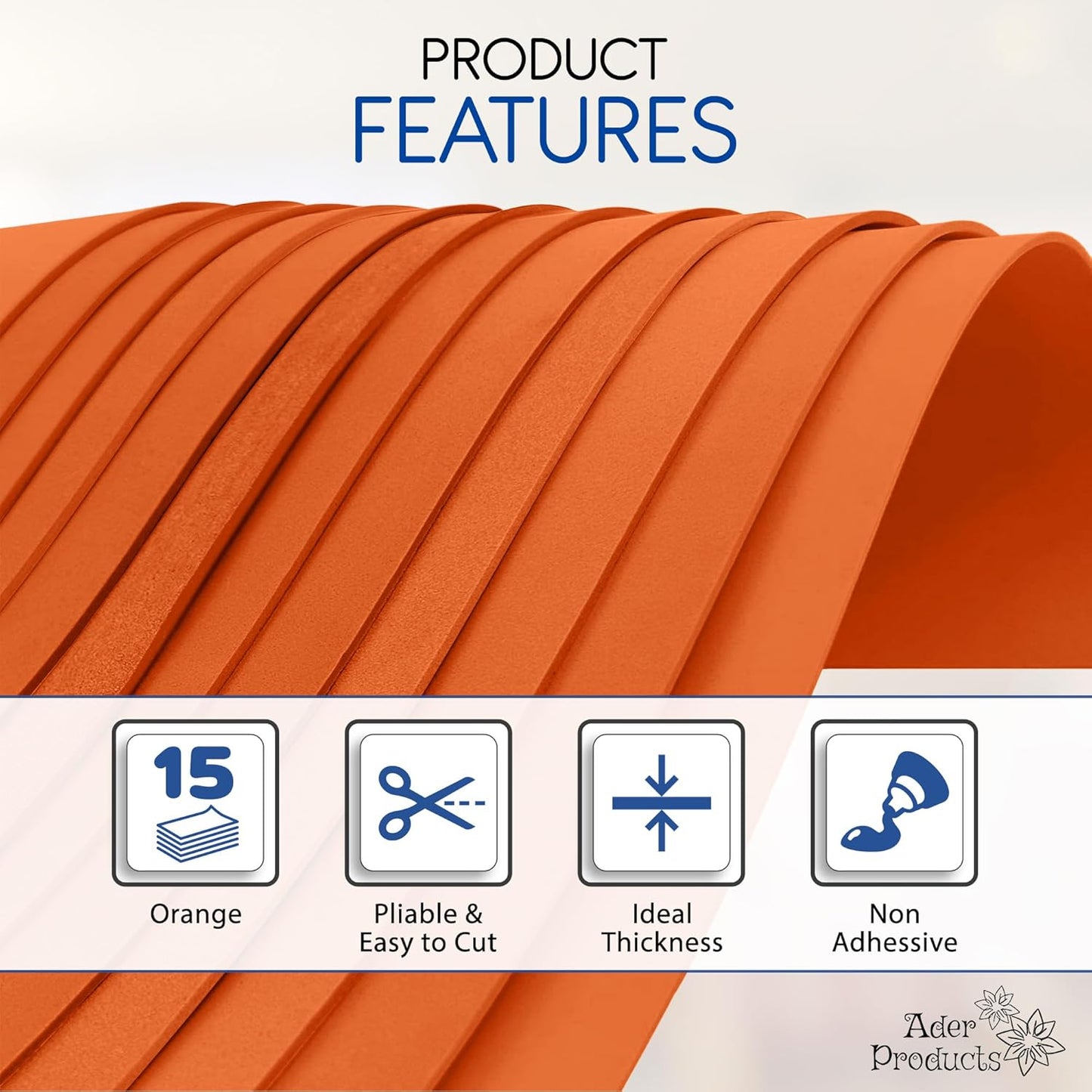 Orange EVA Foam Sheets for Crafts, 9 x 12 Inch, 2mm Thickness – Ideal for DIY Arts and Crafts, Foam Paper for Kids, Cosplay and Costumes - 15 Pack - Crafty Corner