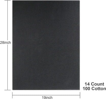 Aida Cloth 14 Count Cross Stitch Fabric,19×28inch (14CT, Black)