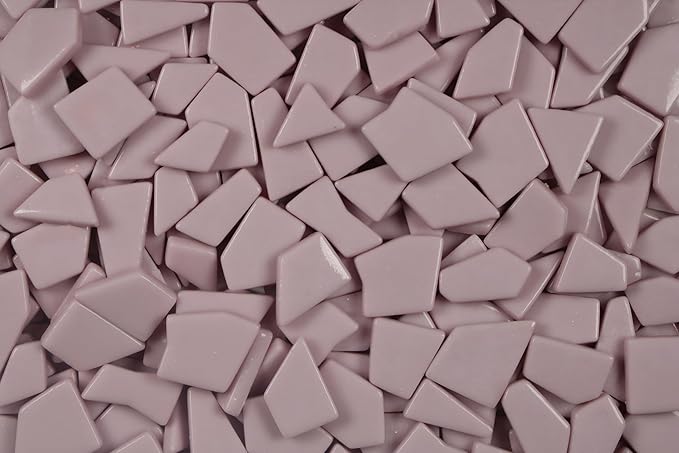 Irregular Glass Mosaic Tiles Bulk 500g Glossy and Iridescent Mosaic Glass Tiles for DIY Projects and Arts and Crafts Solid Colors and Mixes (Glossy Light Pink)