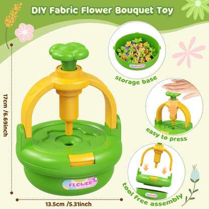 TingingYuli Arts and Crafts Kit for Kids Ages 4-8, Flower Bouquet Toys,DIY Flower Market Toys,Build Your Bouquet,Educational Christmas Birthday Gifts for 3 4 5 6 7 8 9 Year Old Girls-Green