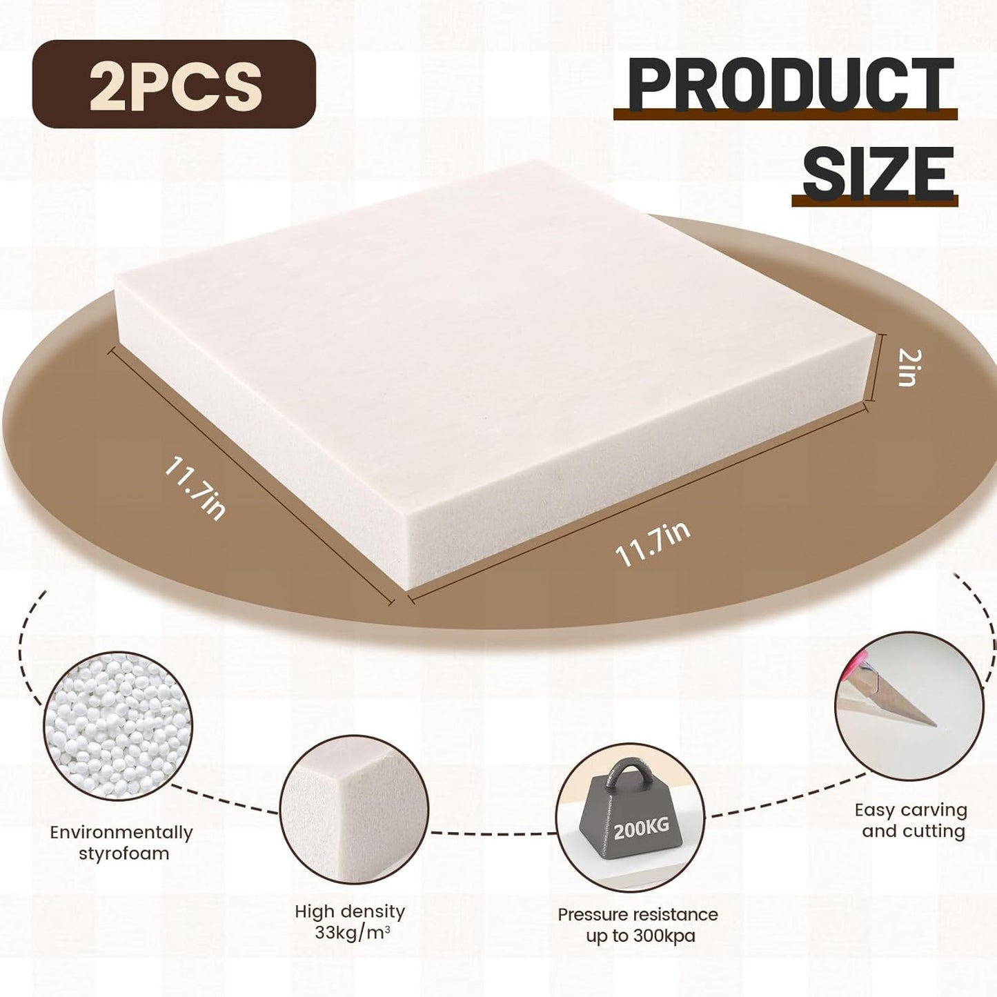 Gvereld High Density XPS Foam Board, 2 Pack 11.7x11.7X 2in Polystyrene Craft Foam Sheets, Rigid and Easy to Shape,DIY Modeling Art Projects, Party Decoration, Cosplay Prop Production, Heat Insulation - Crafty Corner