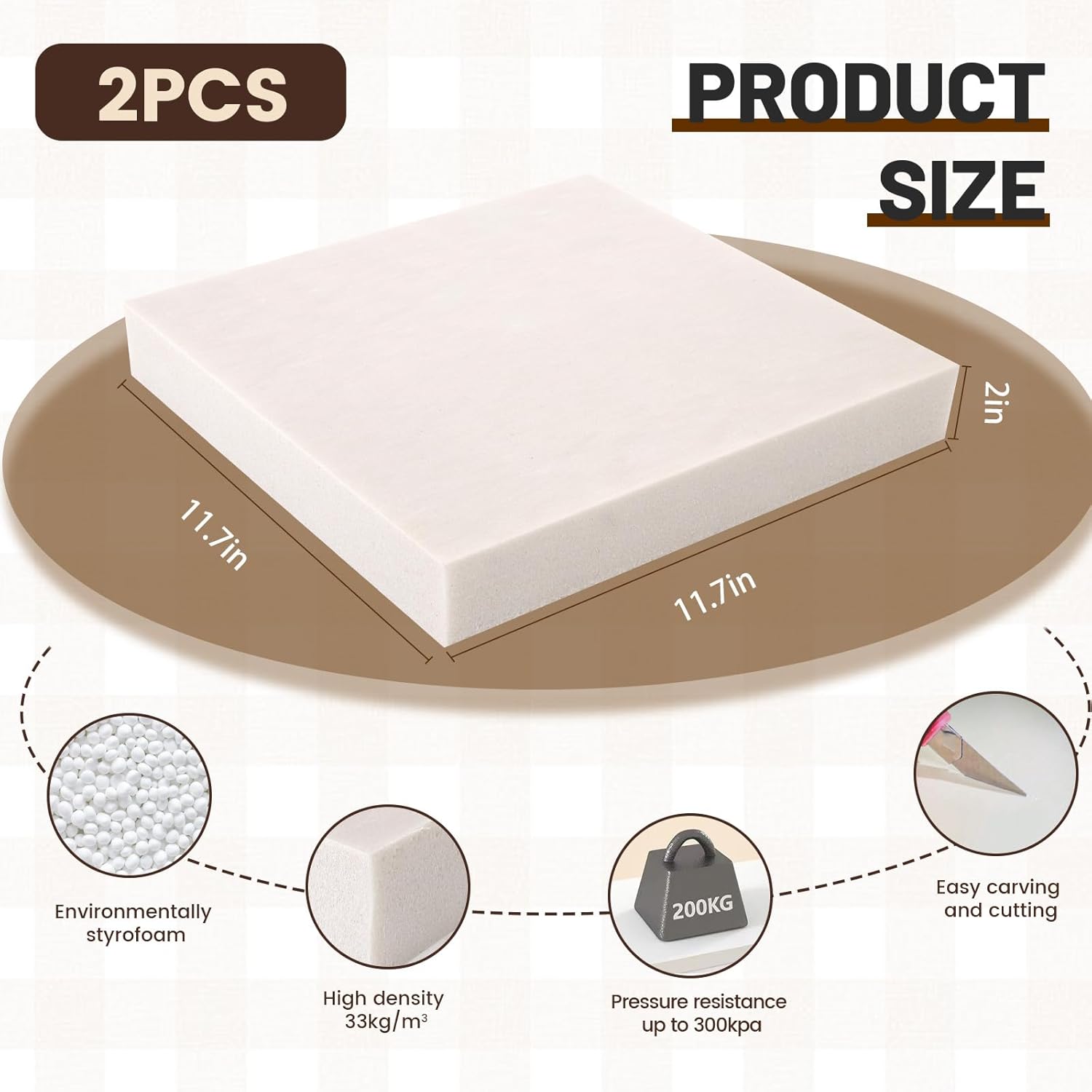 Gvereld High Density XPS Foam Board, 2 Pack 11.7x11.7X 2in Polystyrene Craft Foam Sheets, Rigid and Easy to Shape,DIY Modeling Art Projects, Party Decoration, Cosplay Prop Production, Heat Insulation - Crafty Corner