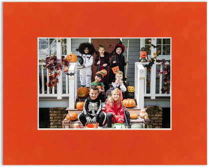 Poster Palooza 11x14 Mat Bevel Cut for 8.5x11 Photos - Acid Free Orange Suede Precut Matboard - For Pictures, Photos, Framing - 4-ply Thickness