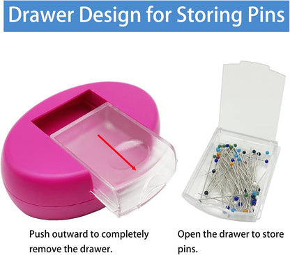 Hilltian 2 Pieces Magnetic Pin Cushion, Magnetic Pin Holder with Pin Cushion Wristband for Sewing, Pink