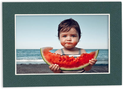 Pack of 25 Acid Free 11x14 Mats Bevel Cut for 8.5x11 Photos - Forest Green Precut Matboards For Pictures, Photos, Framing - 4-ply Thickness
