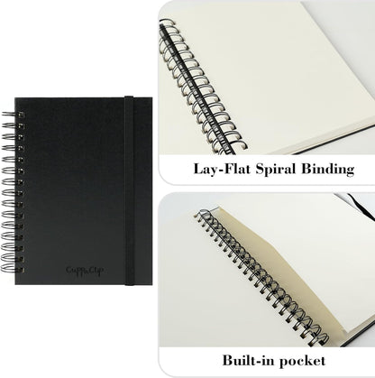 CuppaClip Sketch Book Hardcover Drawing Pad 300GSM Acid-Free Paper Spiral Bound Sketchbook 50 Sheets/100 Pages Art Supplies (Spiral Binding, 4x5.9in)