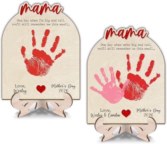 DIY Mama Handprint Wooden Sign, Kids Gifts For Mom Handprint Kit, Toddler Art Craft, Mothers Day Gift Keepsake for Mum, Best Mom Ever Sign, Family Plaque with Daughter, Son Names, One Day When I'm