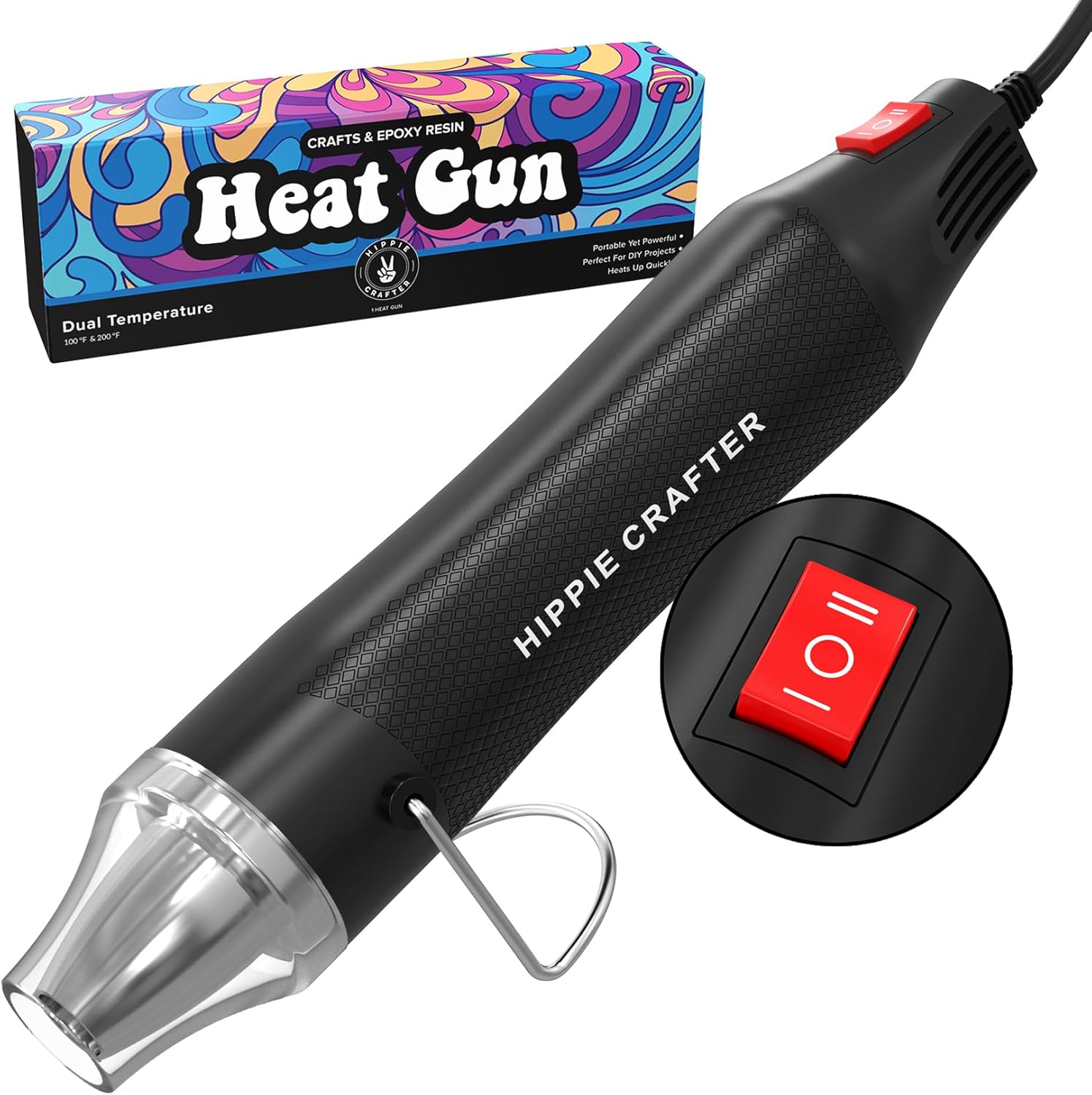 Craft Heat Gun for Crafts, 2-Speed 300W Mini Hot Air Torch Tool for Resin, Polymer Clay, Candle Making, Shrink Wrapping, Embossing, Epoxy Painting, Tumblers, and Bubble Busting in Art Projects - Crafty Corner