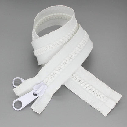 Leekayer 1PCS #10 84 Inch Heavy Duty Zippers for Sewing Separating Large Plastic Zippers White Tape with Double Pull Tab Slider, Sleeping Bag, Boat, Canvas, Cover, Trampoline, Dog Bed,Tent 213cm