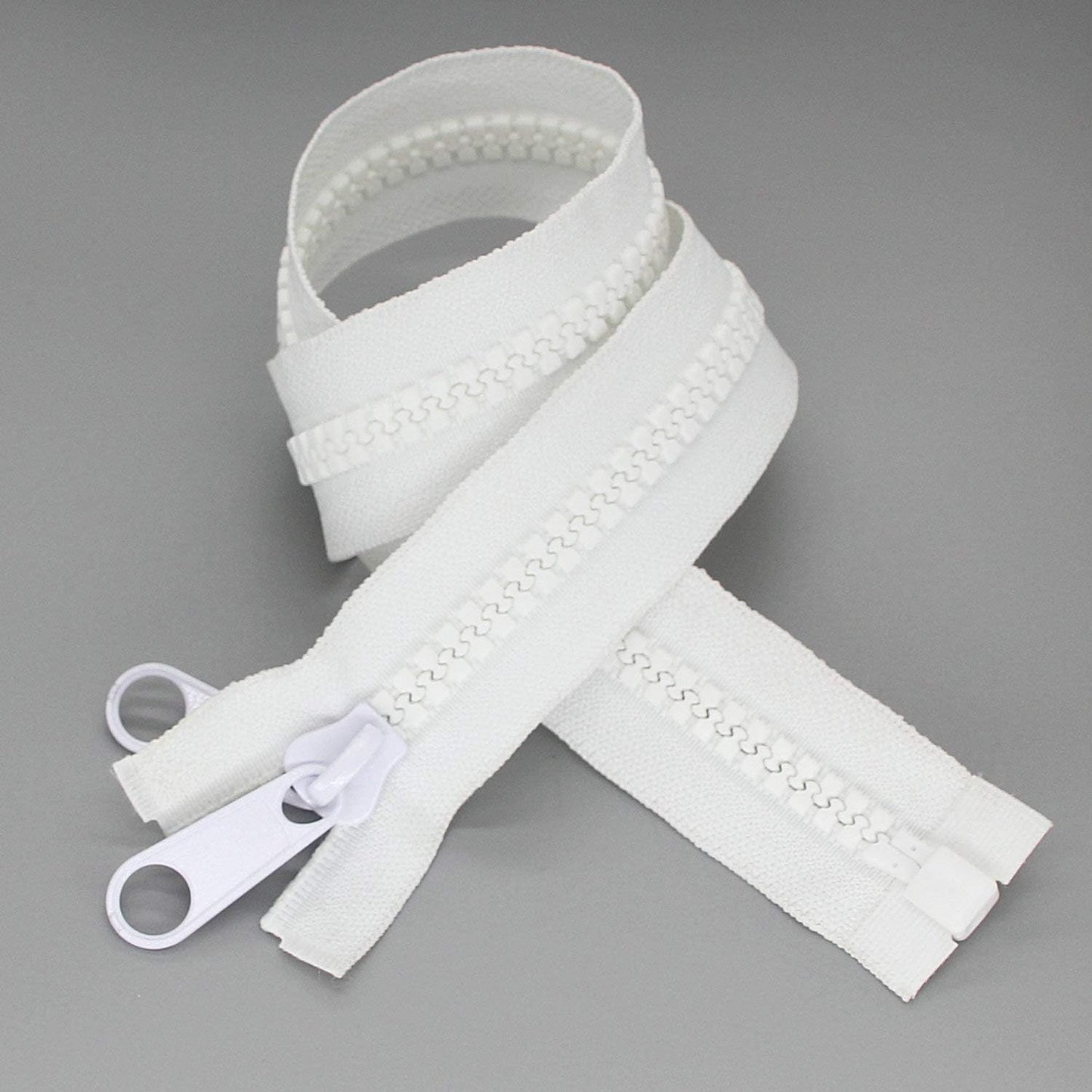 Leekayer #10 Heavy Duty Zippers Separating Large Plastic Zippers White Tape with Double Pull Tab Slider, for Sewing,Sleeping Bag, Boat, Canvas, Cover, Trampoline, Dog Bed,Tent (72" 1pcs)