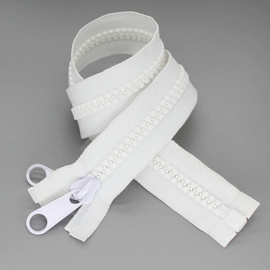Leekayer #10 Heavy Duty Zippers Separating Large Plastic Zippers White Tape with Double Pull Tab Slider, for Sewing,Sleeping Bag, Boat, Canvas, Cover, Trampoline, Dog Bed,Tent (72" 1pcs)
