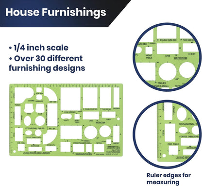 Pacific Arc House Furnishing Template Guide, with Beds, Tables, Couches, Chairs, and Other Furnishings