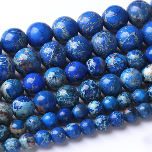 60PCS 6MM Lapis Blue Beads Stone Energy Healing Beads for DIY Jewelry Bracelet Necklace Making - 15Inch