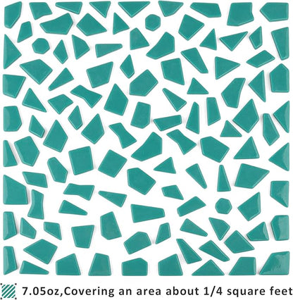 Youway Style Teal Glass Mosaic Tiles for Crafts Bulk,200g Broken Mosaic Glass Pieces for DIY Spring Mosaic Art Decor,Garden Mosaic Supplies