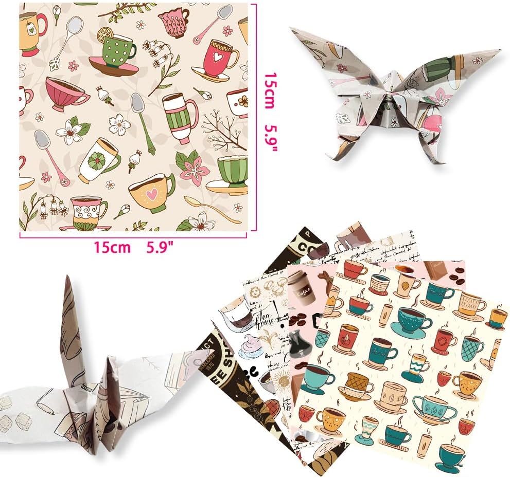 Square Origami Paper 6x6 Double Sided 50 Sheets 50 Colors 70GSM Origami Kit Japanese Chiyo Easy Fold Arts Crafts DIY Handwork Beginner Coffee - Crafty Corner