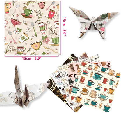 Square Origami Paper 6x6 Double Sided 50 Sheets 50 Colors 70GSM Origami Kit Japanese Chiyo Easy Fold Arts Crafts DIY Handwork Beginner Coffee - Crafty Corner
