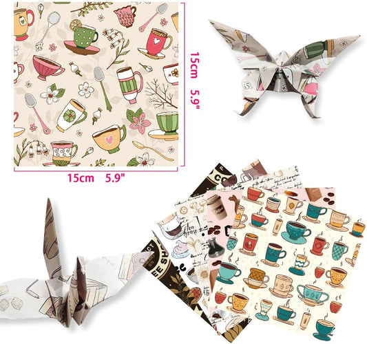 Square Origami Paper 6x6 Double Sided 50 Sheets 50 Colors 70GSM Origami Kit Japanese Chiyo Easy Fold Arts Crafts DIY Handwork Beginner Coffee - Crafty Corner