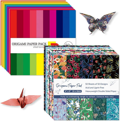 Origami Paper Kit Dobule Sided 100 Sheets 100 Colors 6 Inch Japanese Chiyo Square Easy Fold Arts Crafts DIY Handwork Origami Papers Beginner Solid Color Flower - Crafty Corner