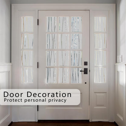 Finnez Window Privacy Film Decorative Frosted Window Cling Privacy Film for Glass, Non-Adhesive Heat Anti-UV for Home Office Living Room, Irregular Stripe Patterns, 17.5 x 157.4 Inches