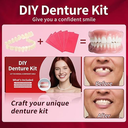 Dentures DIY Kit: Full Set Top & Bottom Fake Teeth for at-Home Smile Enhancement - Easy & Universal Fit-ZZ2