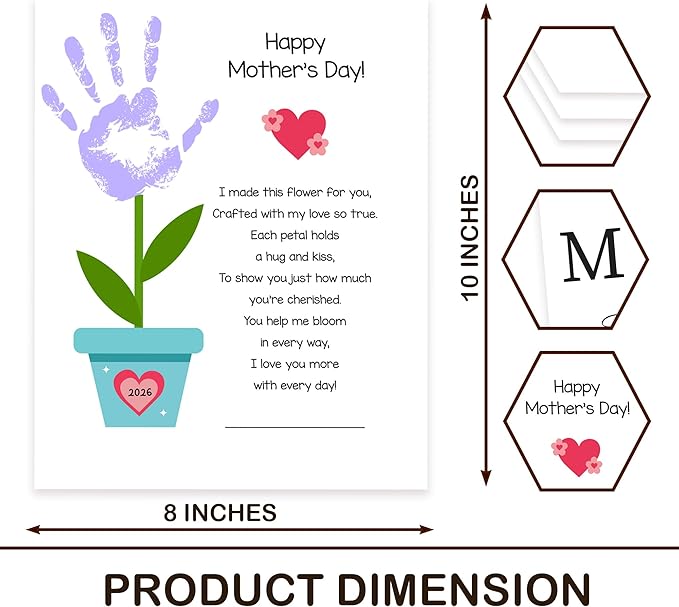Pack 3 Handprint Floral Flower Bouquet Handprint Craft DIY for Mothers Day Card, Unique Gifts for Mom from Daughter or Son for Mother's Day,Best Presents for Moms, Best mom Ever Gifts, Mothers Day Decor for Mother's Day