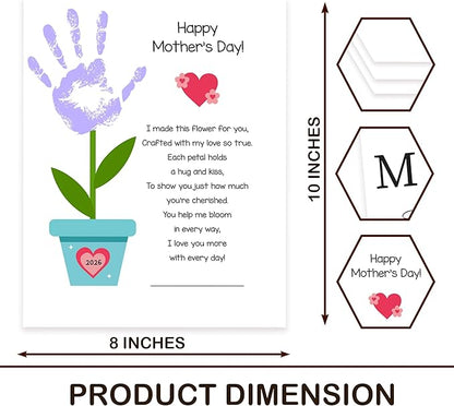 Pack 3 Handprint Floral Flower Bouquet Handprint Craft DIY for Mothers Day Card, Unique Gifts for Mom from Daughter or Son for Mother's Day,Best Presents for Moms, Best mom Ever Gifts, Mothers Day Decor for Mother's Day