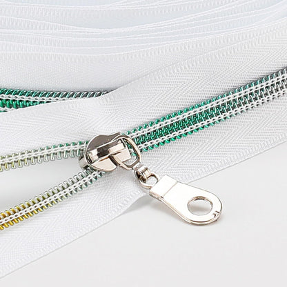 Sawoake 10 Yards Bulk Zipper(#5), White Nylon Coil Zipper with Colorful Teeth by The Yards, Replacement Sewing Zipper with 10PCS Zipper Sliders for DIY Sewing Craft Bags(#5 Colorful White)