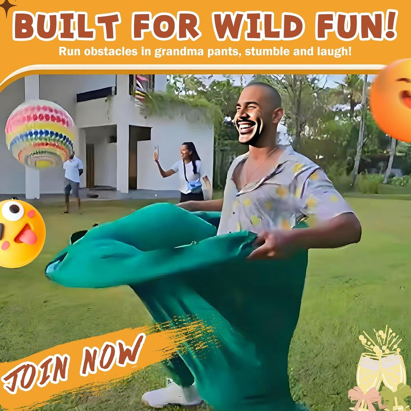 Granny Pants Yard Game – Hilarious Giant Stretchy Pant with Inflatable Ball Relay Set for Families, Adults, and Backyard Parties