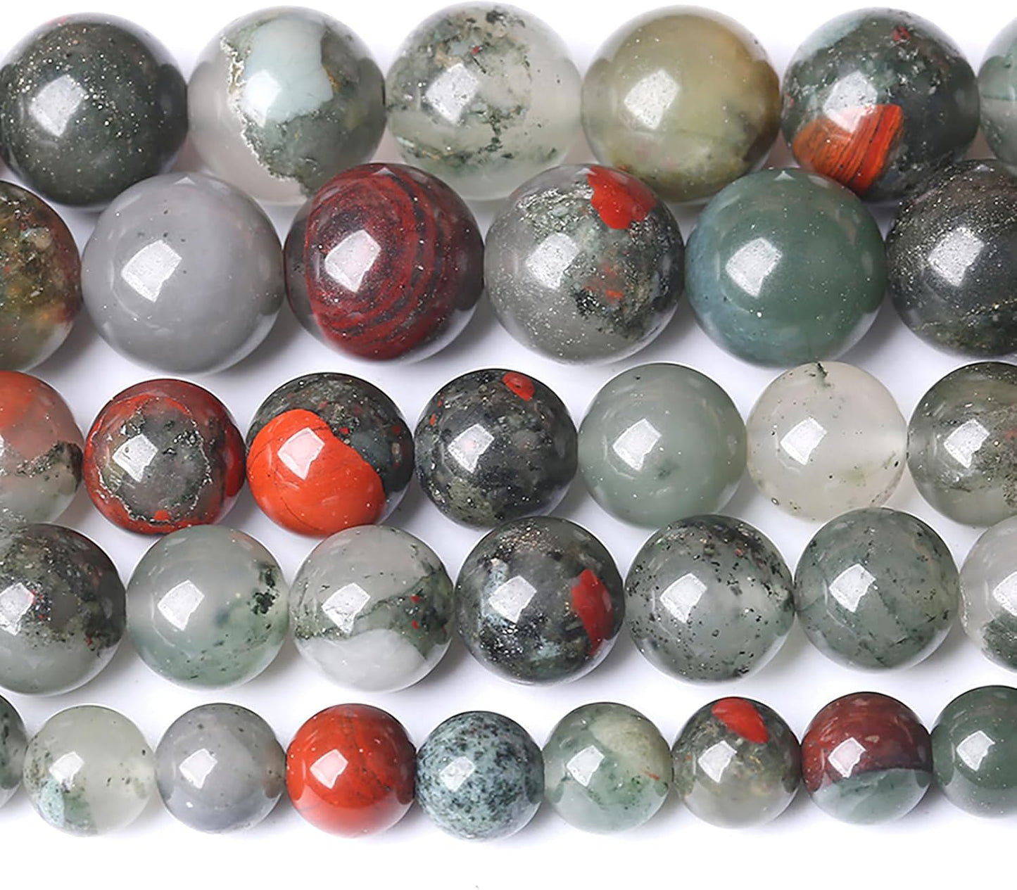 12MM Natural African Bloodstone Gemstone Round Beads Loose Spacer Stone Beads for Jewelry Making 32pcs 1 Strands 15"