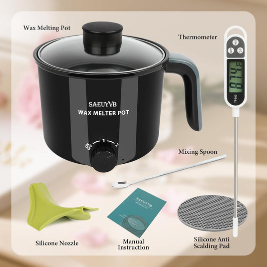 SAEUYVB Candle Making Kit with Wax Melter,Candle Making Supplies,Electric Wax Melter for Adults Beginners with Silicone Nozzle,Thermometer,Stirring Spoon, Silicone Pad,Instructions - Crafty Corner