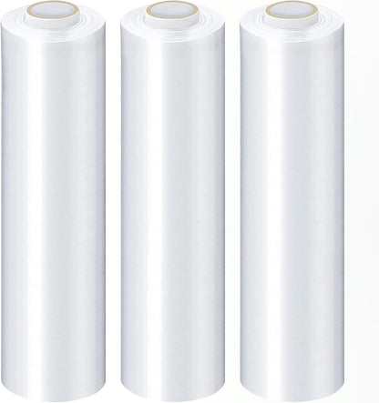 PSBM Stretch Wrap, 4 Pack, 15 Inch x 1000 Feet, 120 Gauge, Clear Plastic Cling, Cast Hand Stretch Film Rolls for Packaging Moving Packing Pallets