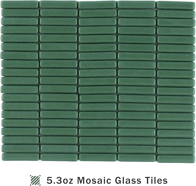 Youway Style Mosaic Tiles for Crafts Bulk,150g Green Strips Shapes Mosaic Glass Pieces,Glass Mosaic Garden Craft Kit