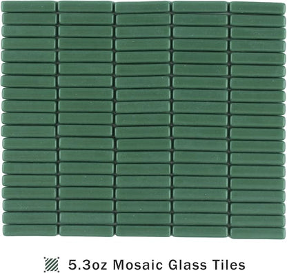 Youway Style Mosaic Tiles for Crafts Bulk,150g Green Strips Shapes Mosaic Glass Pieces,Glass Mosaic Garden Craft Kit